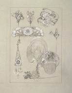 jewellery designs including a bracelet, a pendant, a comb, a hairpin and a fan