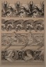 4 decorative friezes with beatles and flowers, turtles and flowers, fish and waves and female heads