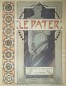Frontispiece with decorative vertical border on the left and image of a woman with long flowing hair falling around her holding a female figurine in her right hand; title at the top of the page and detail on author (Mucha) and printers at the bottom of the page