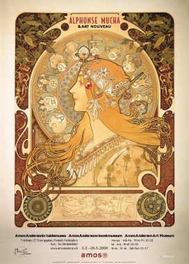 Poster for Mucha exhibition at the Amos Anderson Museum in Helsinki