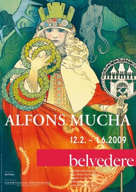 Poster for Mucha exhibition at the Belvedere, Vienna