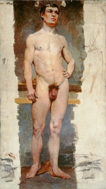 Portrait of a Young Man Nude A male nude standing in contrapposto with his right hand on his hip
