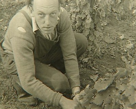Jiří Mucha Jiří in overalls digging seen from above