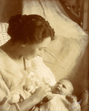 Maruška with Jaroslava as a baby Maruška looks fondly down at a baby in her arms