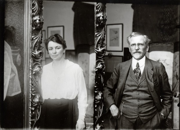 Self-portrait with the mirrored image of his wife Maruška (photomontage ...